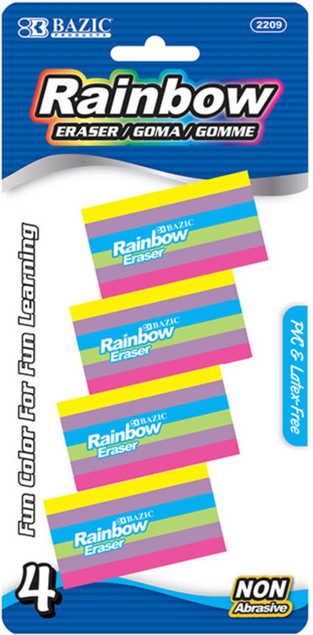 Rainbow Eraser 4/Pack (24/cs)