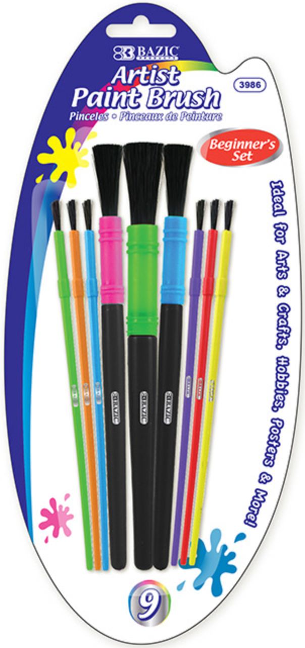 Asst. Size Kid's Paint Brush Set 9/Pack (24/cs)