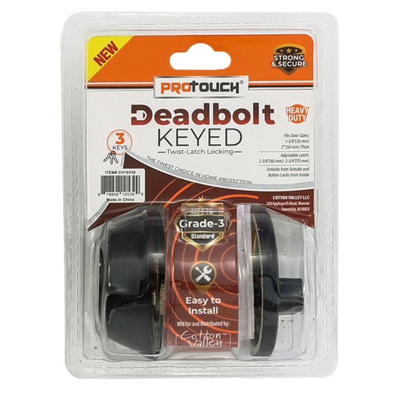 Deadbolt Lock With Keys (Black)