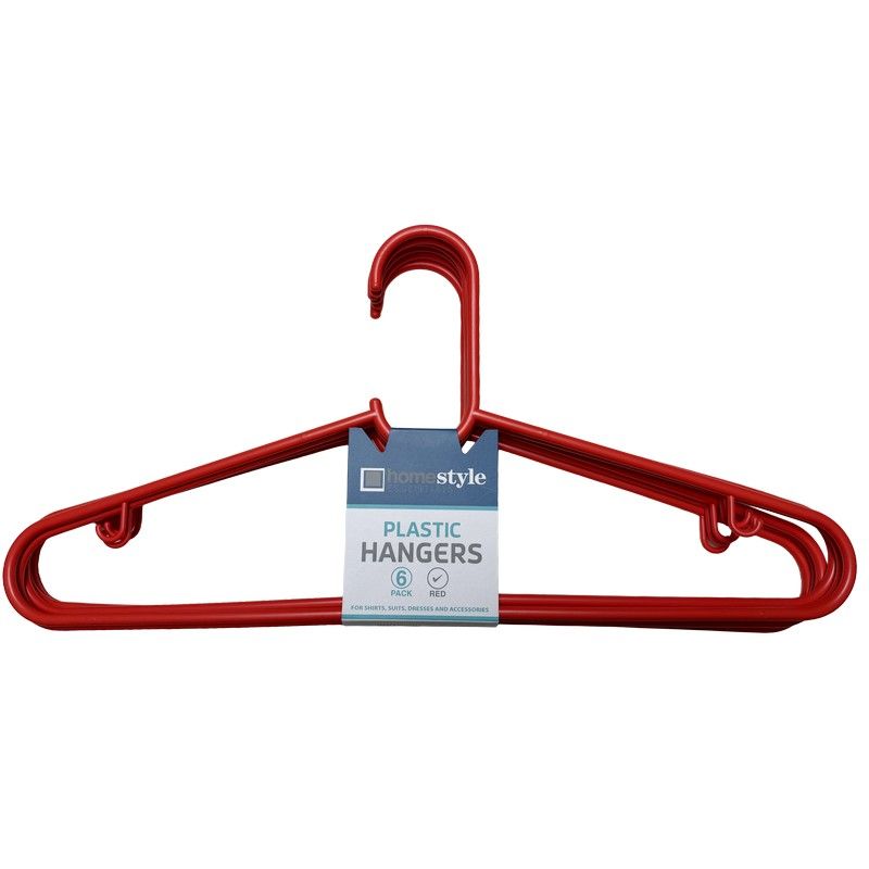 6-Pack Red Plastic Hangers