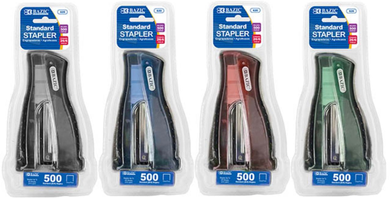 Compact Stand-Up Standard {26/6} Stapler w/ 500 Ct. Staples (12/cs)