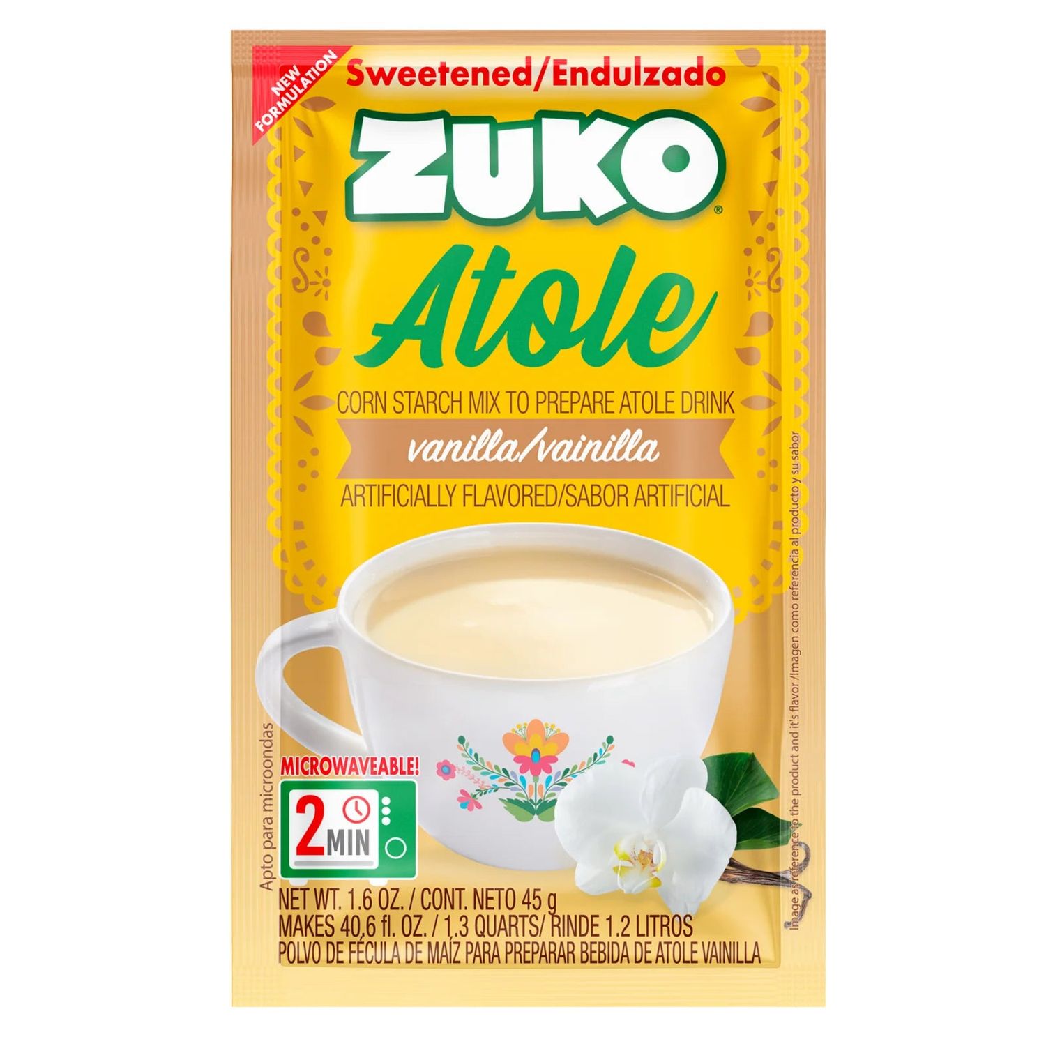 Zuko Atole Vainilla Individual Pack 1.6 Oz