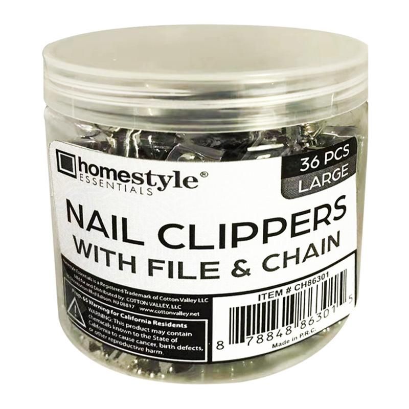 36Pcs Nail Clippers W/Chain In Jar