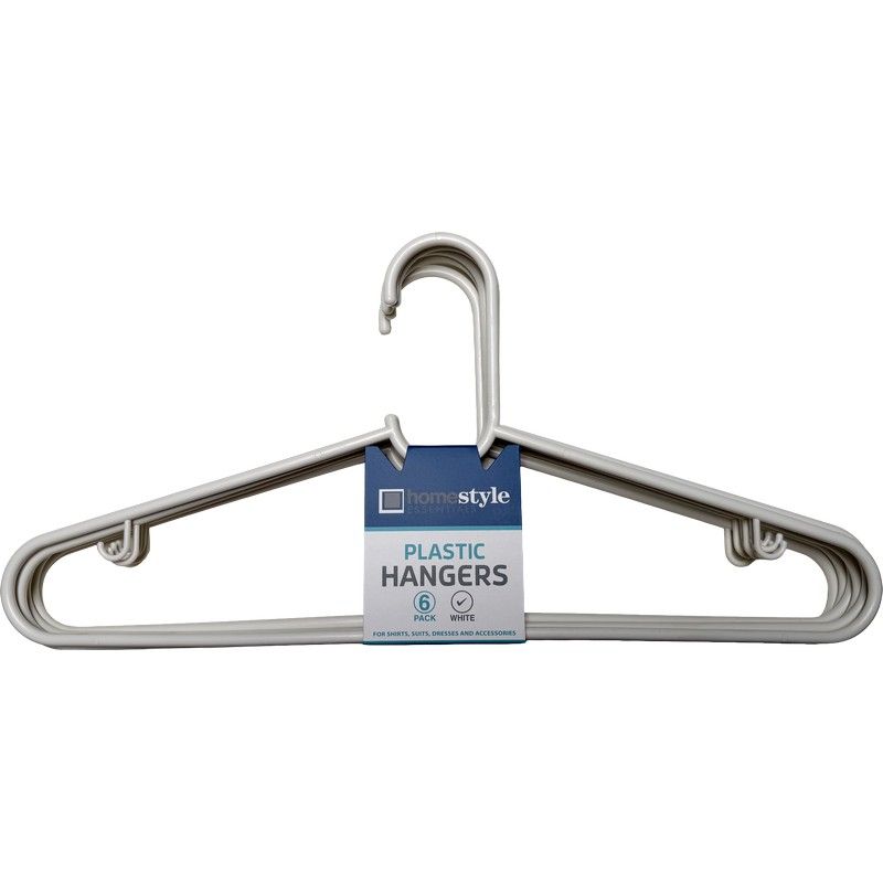 6-Pack White Plastic Hangers