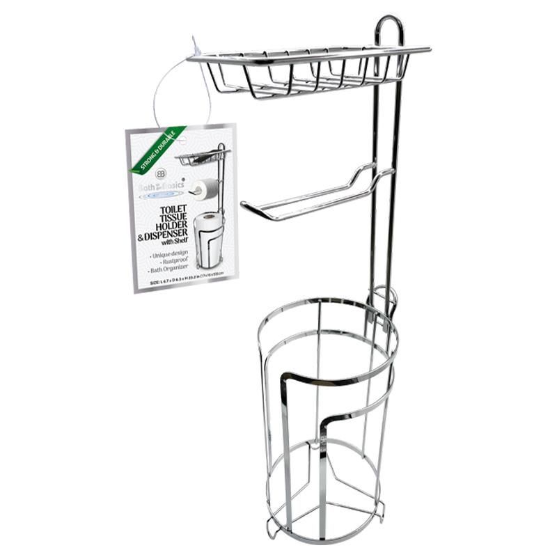 Wired Chrome Finish Toilet Paper Holder W/Shelf