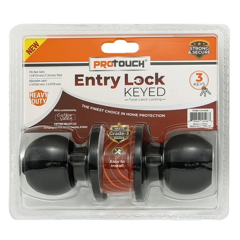 Entry Lock With Key Asst (Black)