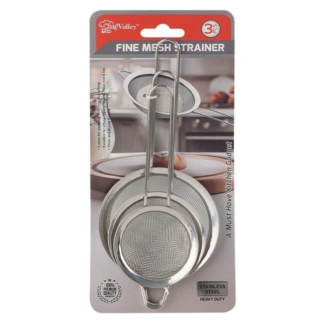 3Pc Steel Strainers 2.8"/3"/4"