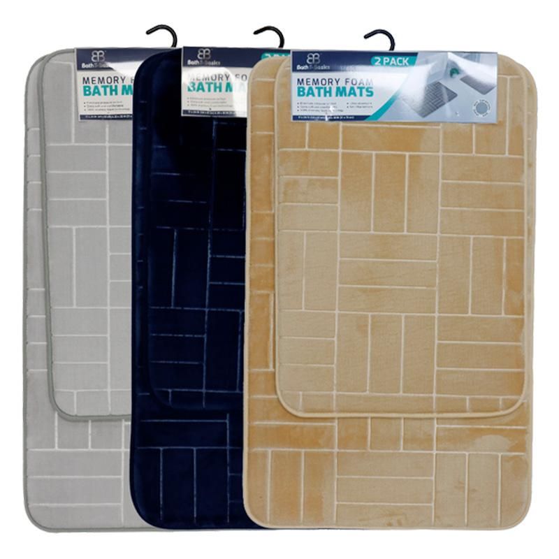 2Pk Memory Foam Bath Mat (Tiled)