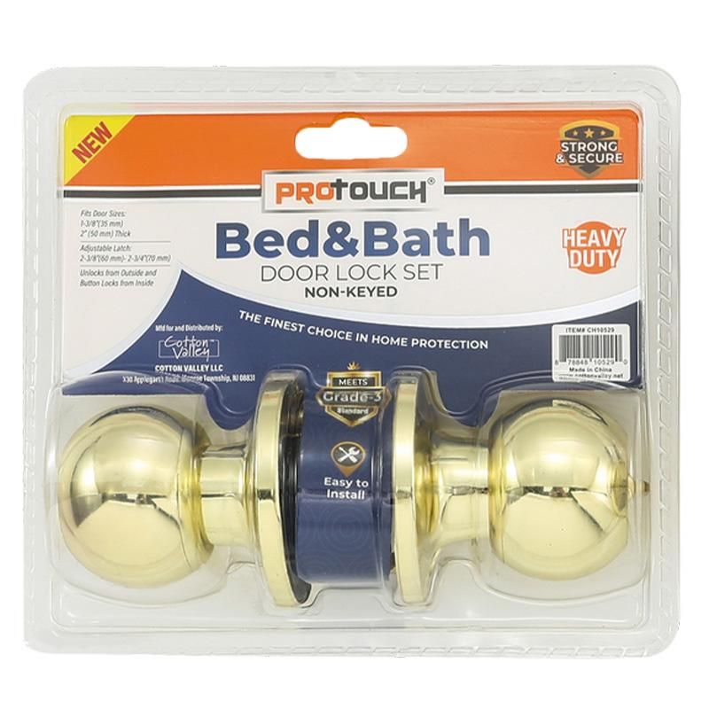 Bed &amp; Bath Non-Key Door Lock With Locking (Gold)