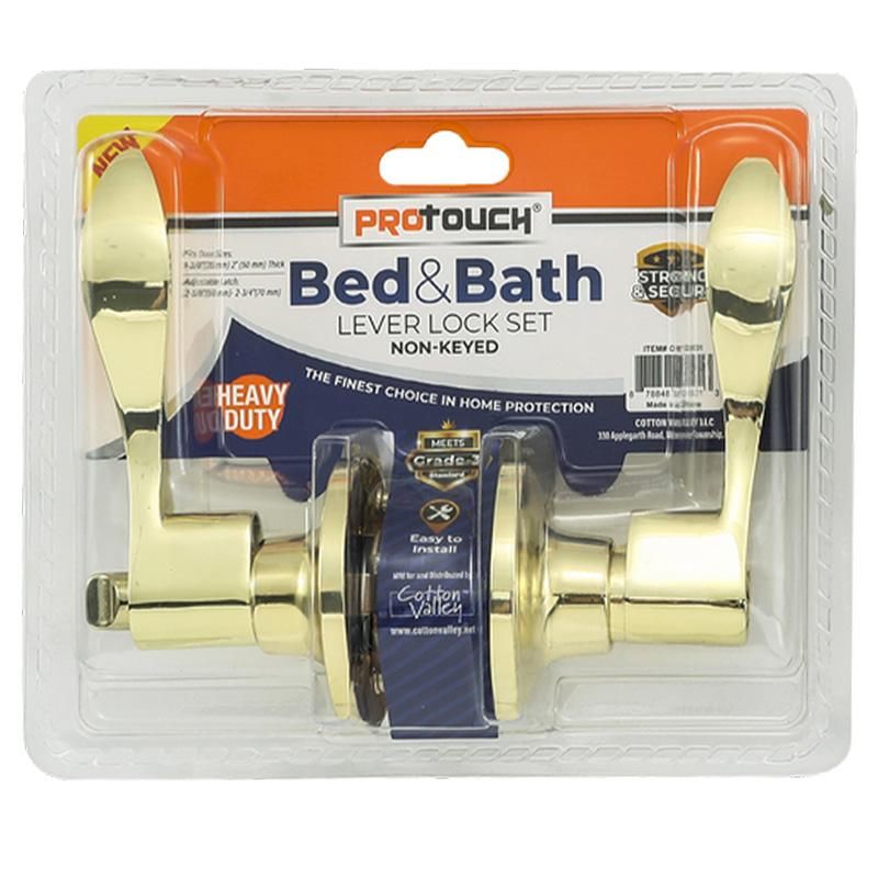 Bed & Bath Non-Keyed Lever Handle With Locking (Gold) Bed & Bath Non-Keyed Lever Handle With Locking (Gold)