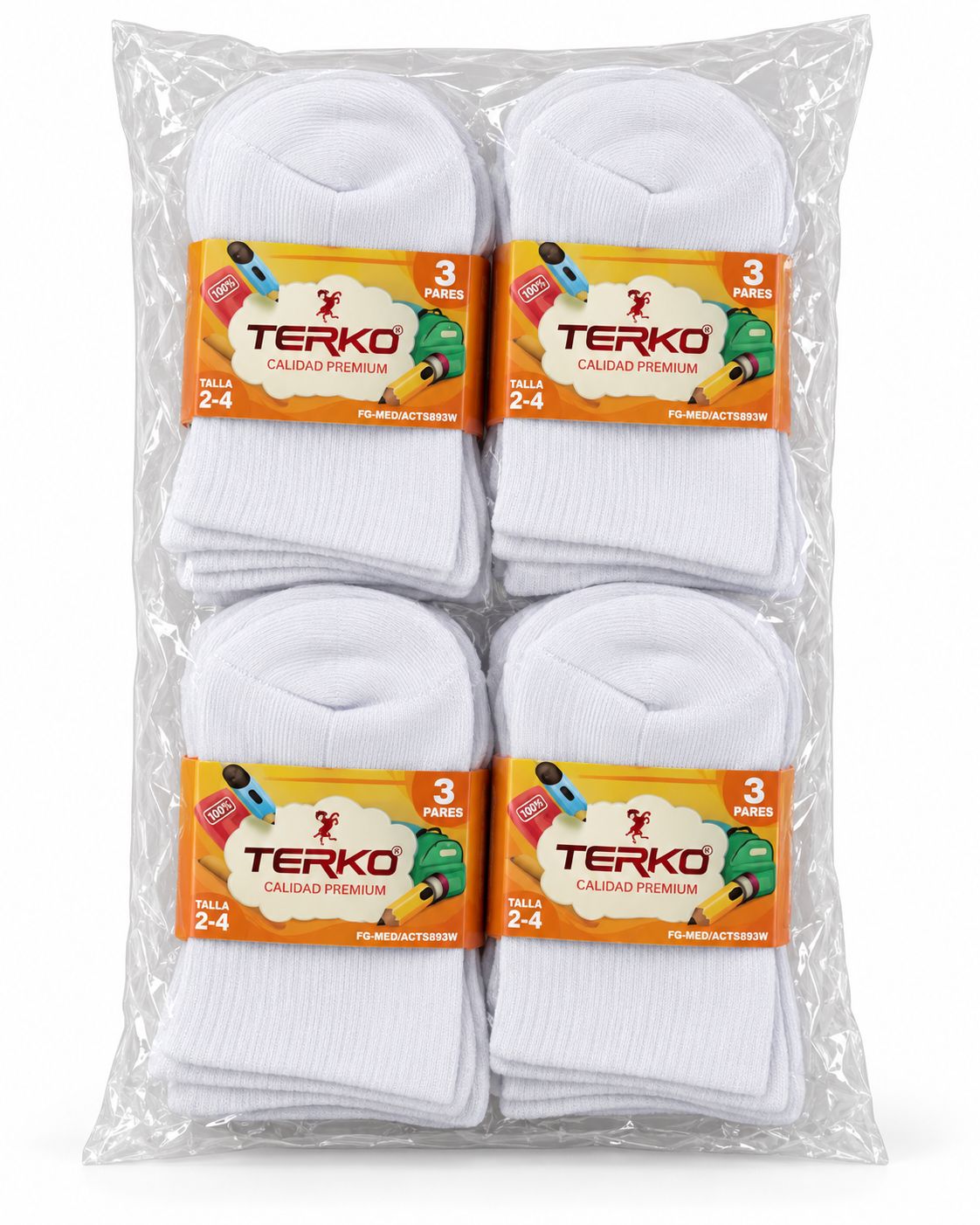 Dozen School White Socks Size 2-4 {F6MEDMAC75B24W}