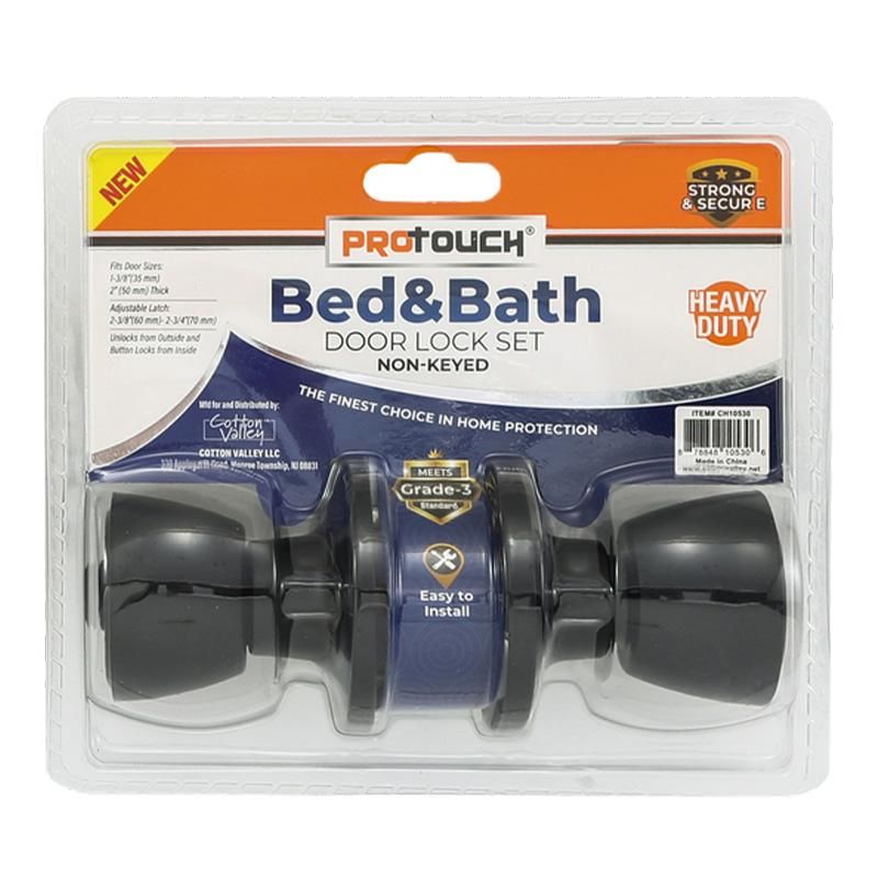 Bed &amp; Bath Non-Key Door Lock With Locking (Black)