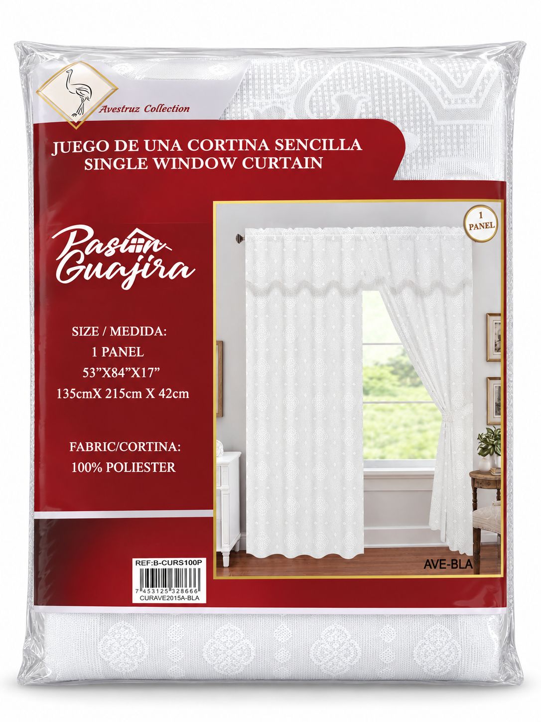 White 1-Piece Living Room Curtain {F3CURAVE2015ABLA} White 1-Piece Living Room Curtain {F3CURAVE2015ABLA}