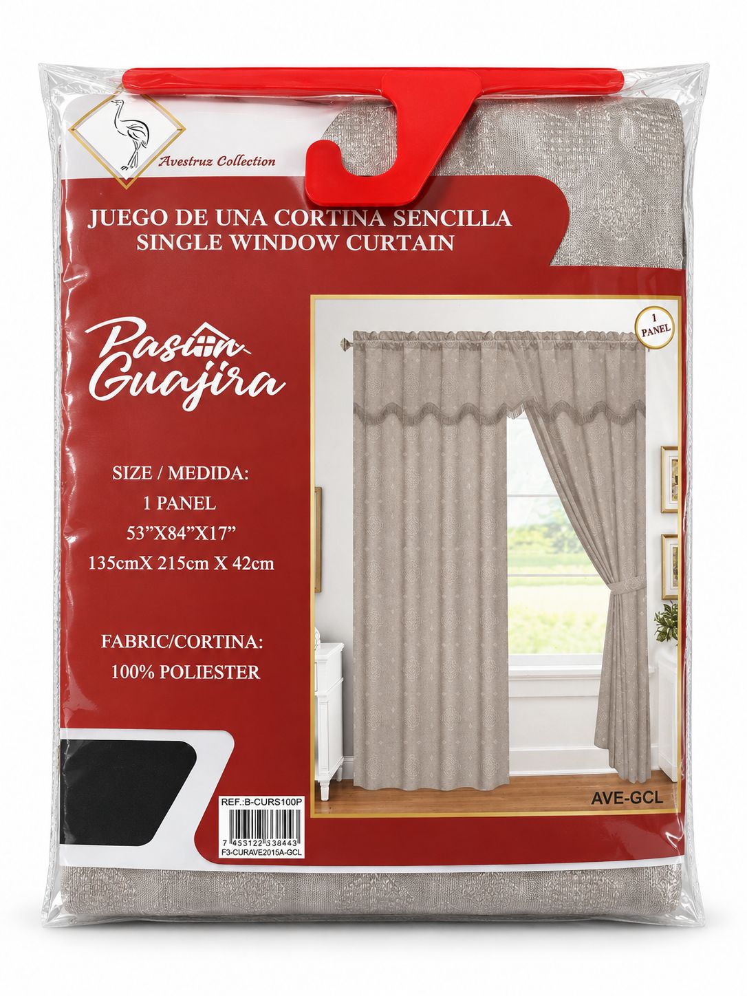 Light Gold 1-Piece Living Room Curtain {F3CURAVE2015AGCL}
