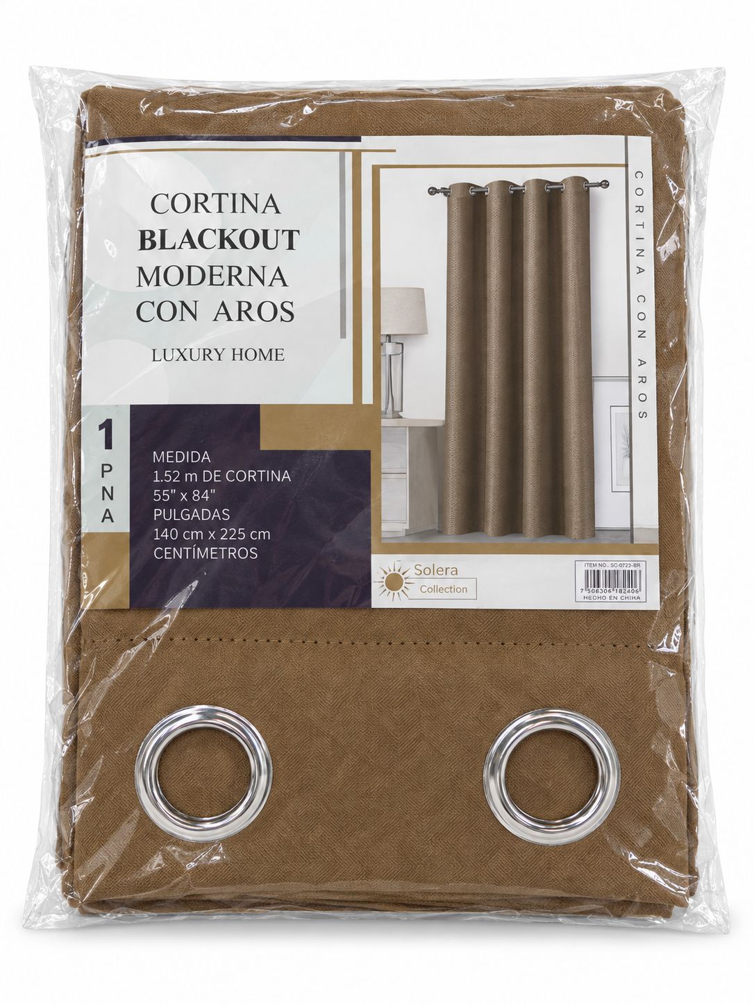 Gold 1-Piece Curtain with Rings {VCCURSOL12DOR}