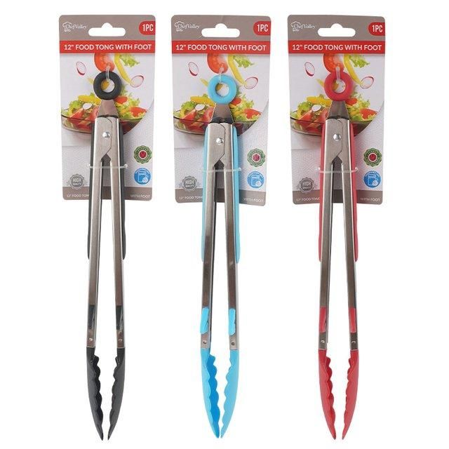 12" Food Tong With Foot