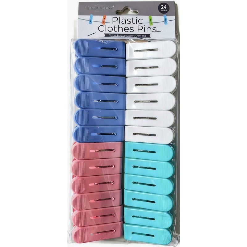 24Pcs Plastic Clothes Pins (48/cs)