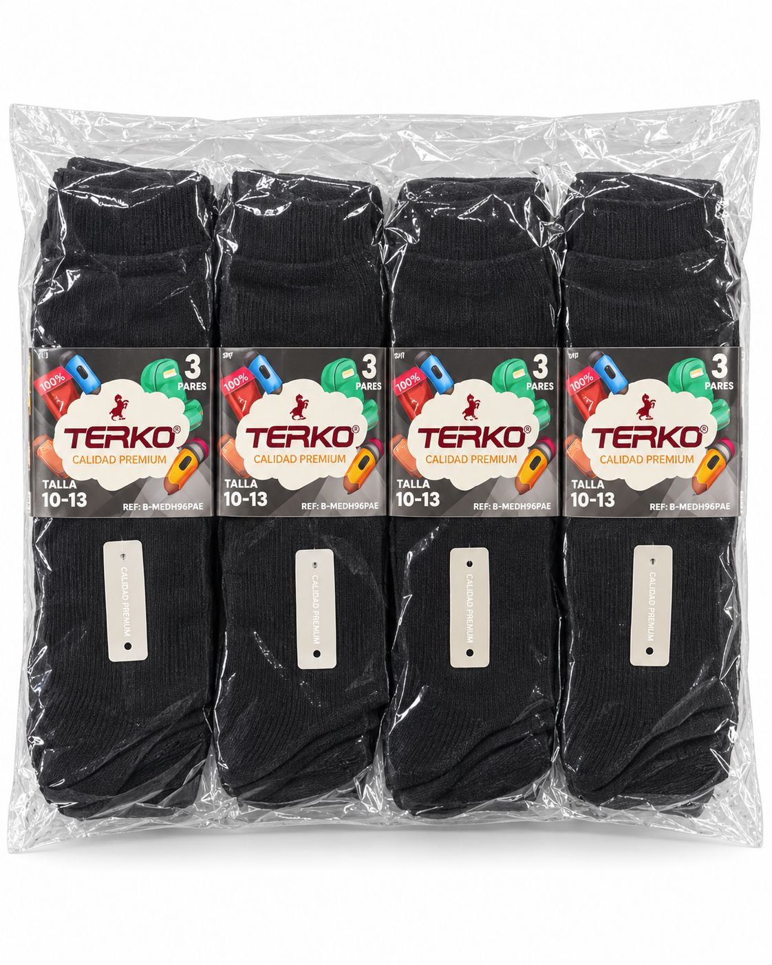Dozen School Socks Black Size 10-13 {F6MEDMAC75N}