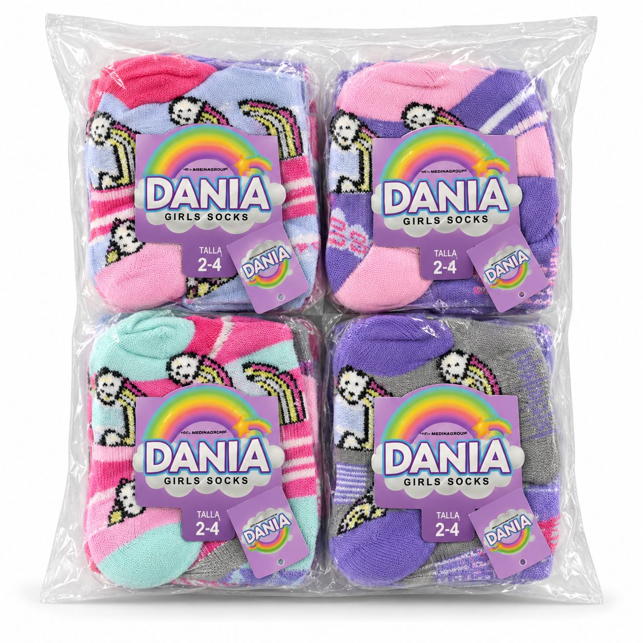 Dozen Girl Socks Size 2-4 {F7MEDSZ301G24}