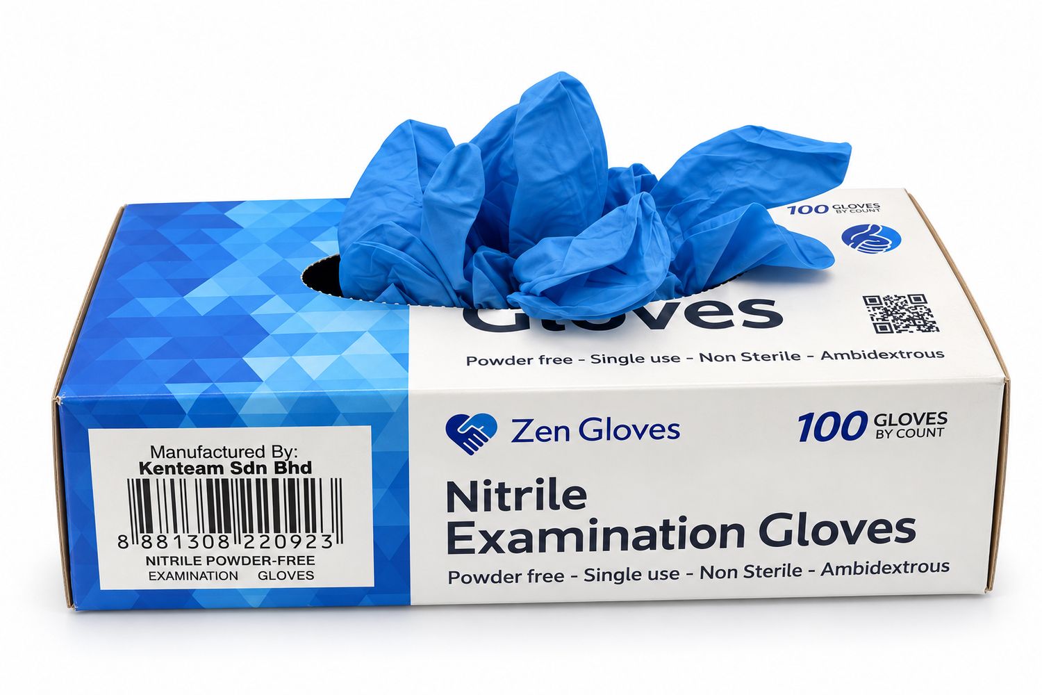 100 Pairs Nitrile Examination Gloves {Sizes S,M,L} (10/cs)