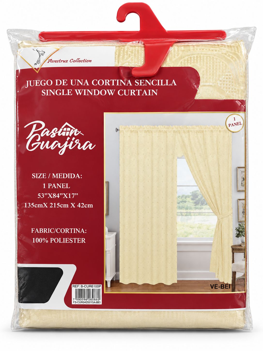 Beige 1-Piece Living Room Curtain {F3CURAVE2015ABEI}
