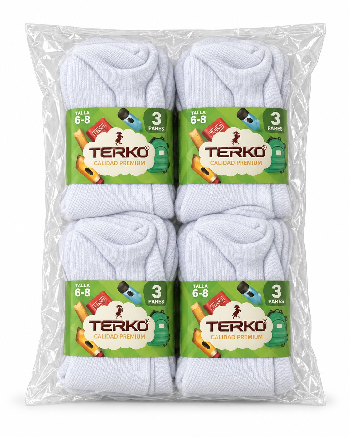 Dozen School White Socks Size 6-8 {F6MEDMAC75B68W}