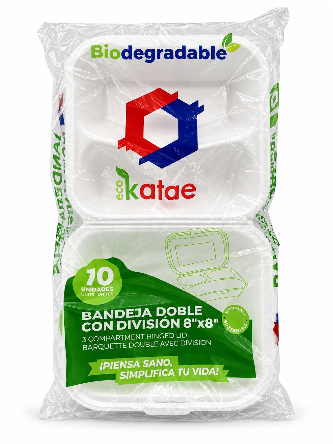 10Pack Foam Togo 8x8 / Bandeja Doble con División (20/cs)