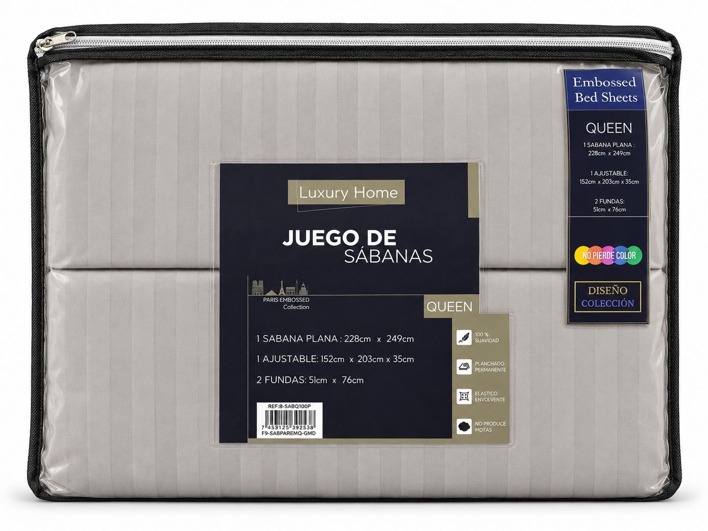 Grey Queen-Size Sheet Set – 4 Pieces {F9SABPAREM4QGMD}