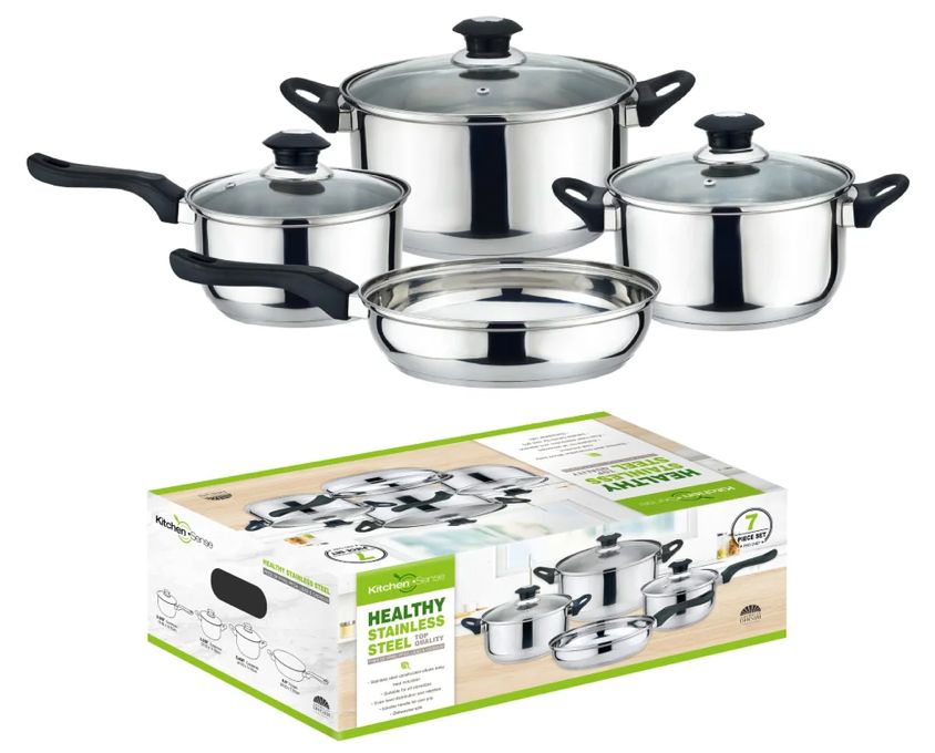 7Pcs S.S. Cookware Set 2.5Qt, 3.5Qt, 6Qt, 9.5 (2/cs)