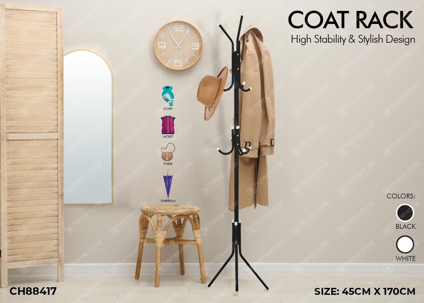9 Hook Coat Hat Rack {CH88417} (16/cs)