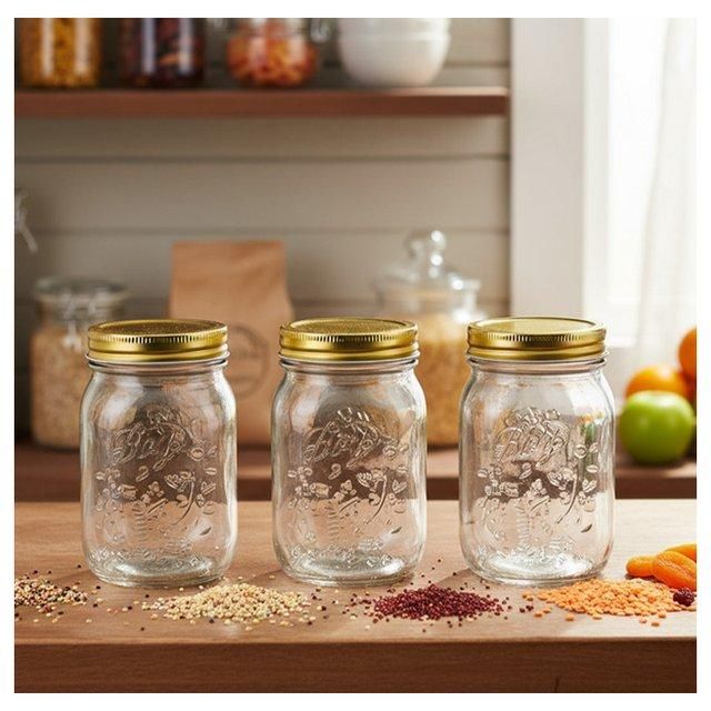 1Pc Glass Mason Jar With Mtl Lid,500Ml {CH99332} (24/cs)