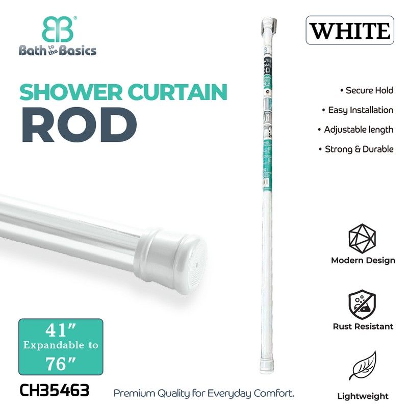 Shower Curtain Rod 41"-76" White {CH35463} (12/cs)