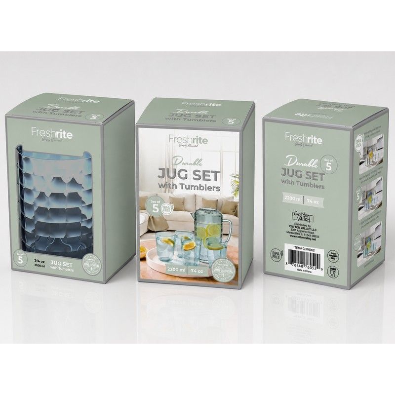 74Oz / 2200Ml Jug Set W/ Tumblers {CH76052} (24/cs)