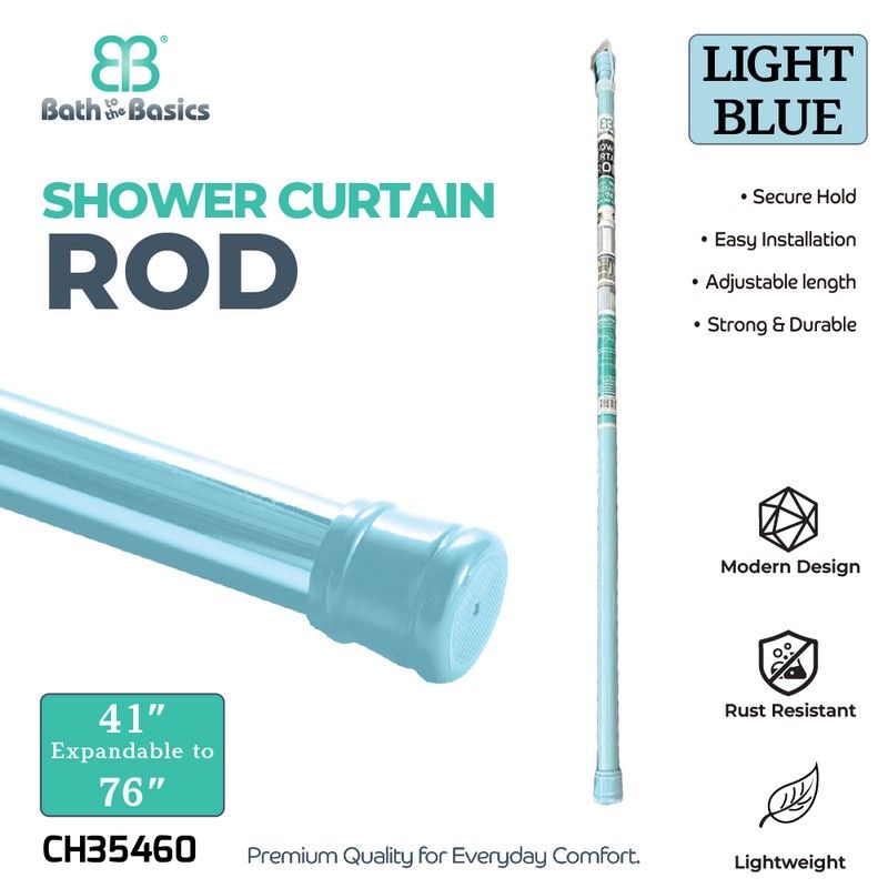 Shower Curtain Rod 41"-76" Lt Blue {CH35460} (12/cs)