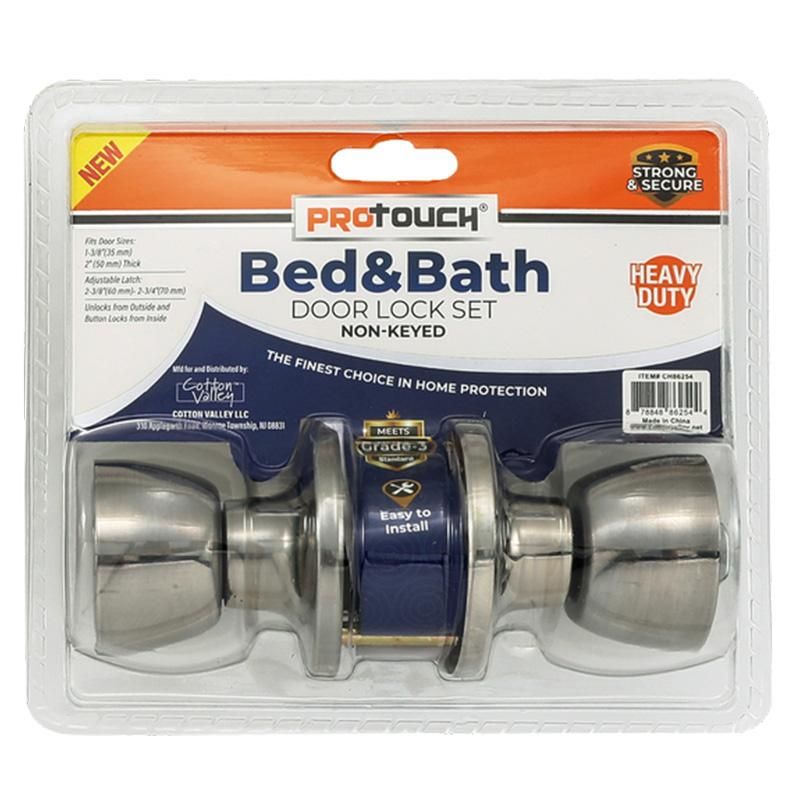 Bed &amp; Bath Non-Key Door Lock With Locking (Chrome) {CH86254} (12/cs)