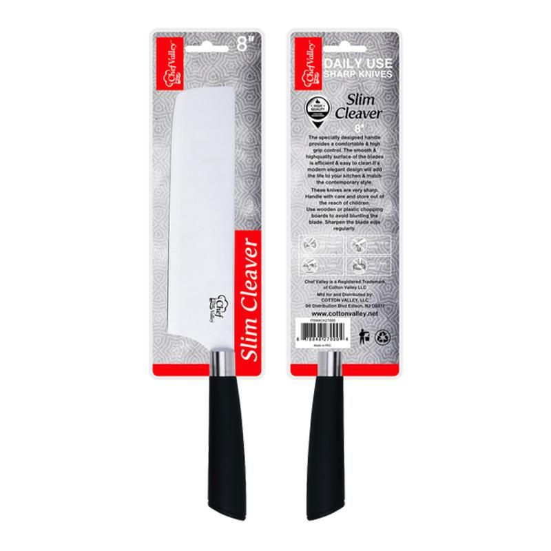 8" Chopper Knife Blk Grip Silver Ring {CH27000} (24/cs)
