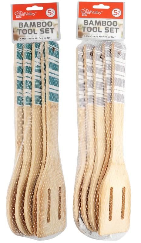5Pcs Bamboo Tool Set W/Print Handle {CH12052} (24/cs)