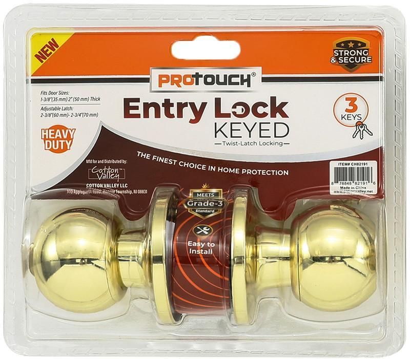 Entry Lock With Key Asst (Gold) {CH82191-12} (!2/cs)