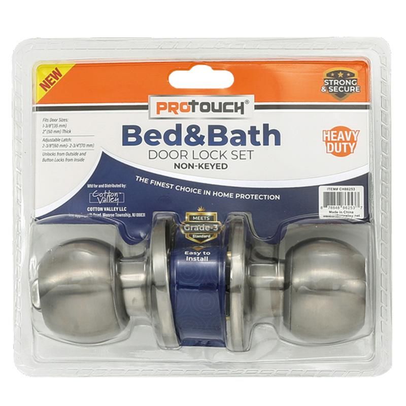 Bed &amp; Bath Non-Key Door Lock With Locking (Satin Nickel) {CH86253} (12/cs)