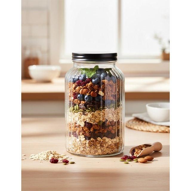1200Ml Glass Jar With Black Metal Ld {CH76643 / CH76644} (12/cs)