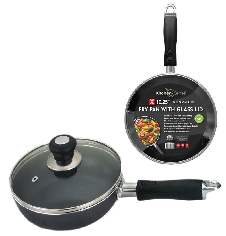 10.25 Non Stick Fry Pan w/Glass Lid (8/cs)