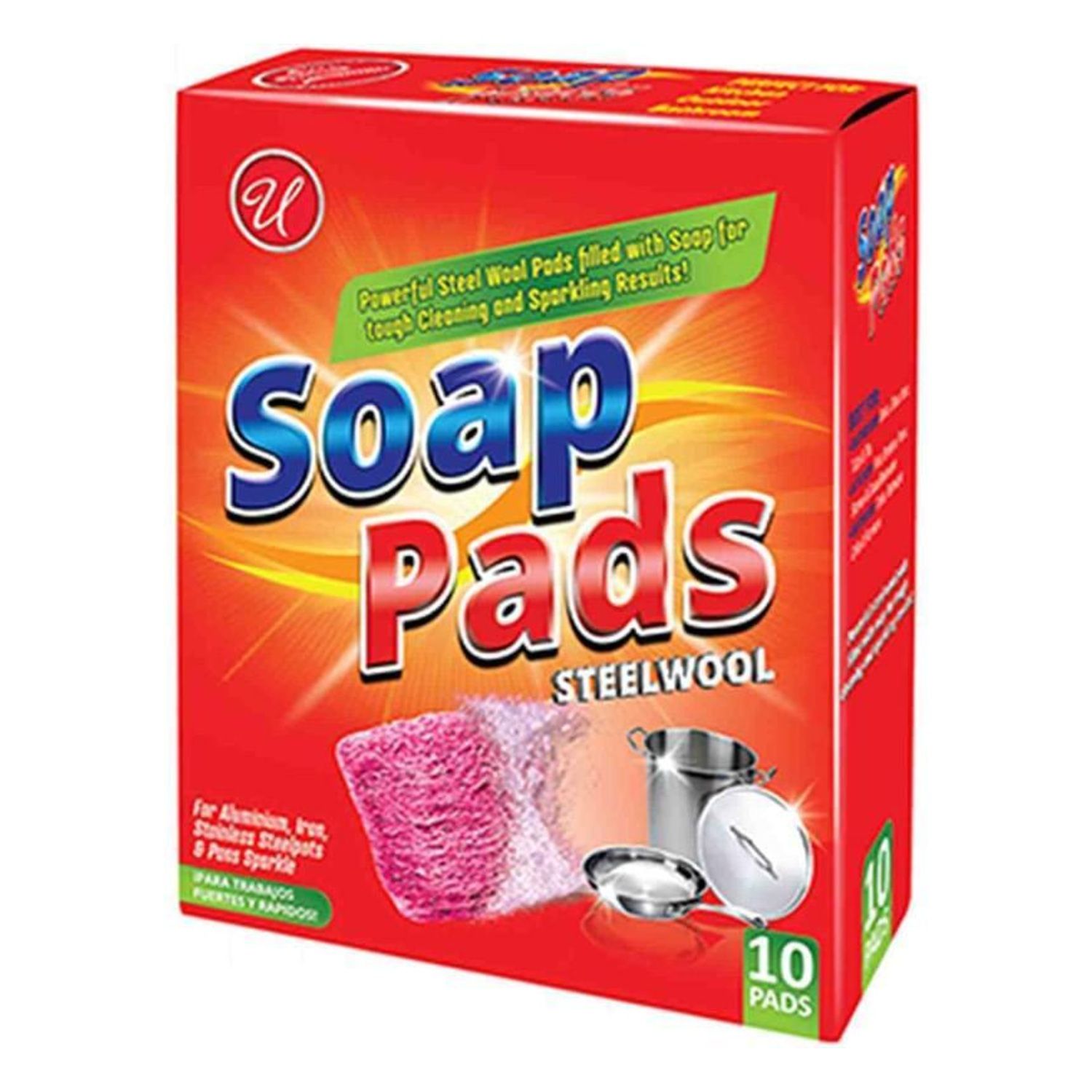 10Ct Steelwool Soap Pad (Pink) {82615} (24/cs)