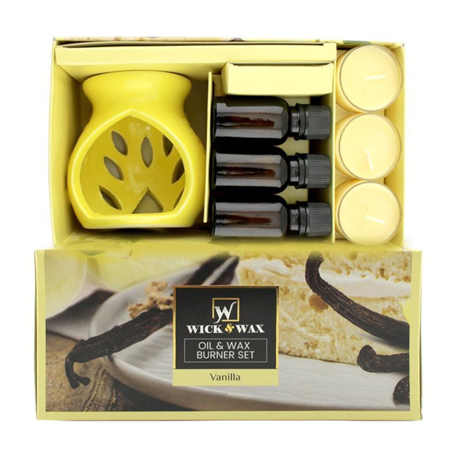 Candle/Oil &amp; Wax Burner Set Vanilla {82167} (8/cs)