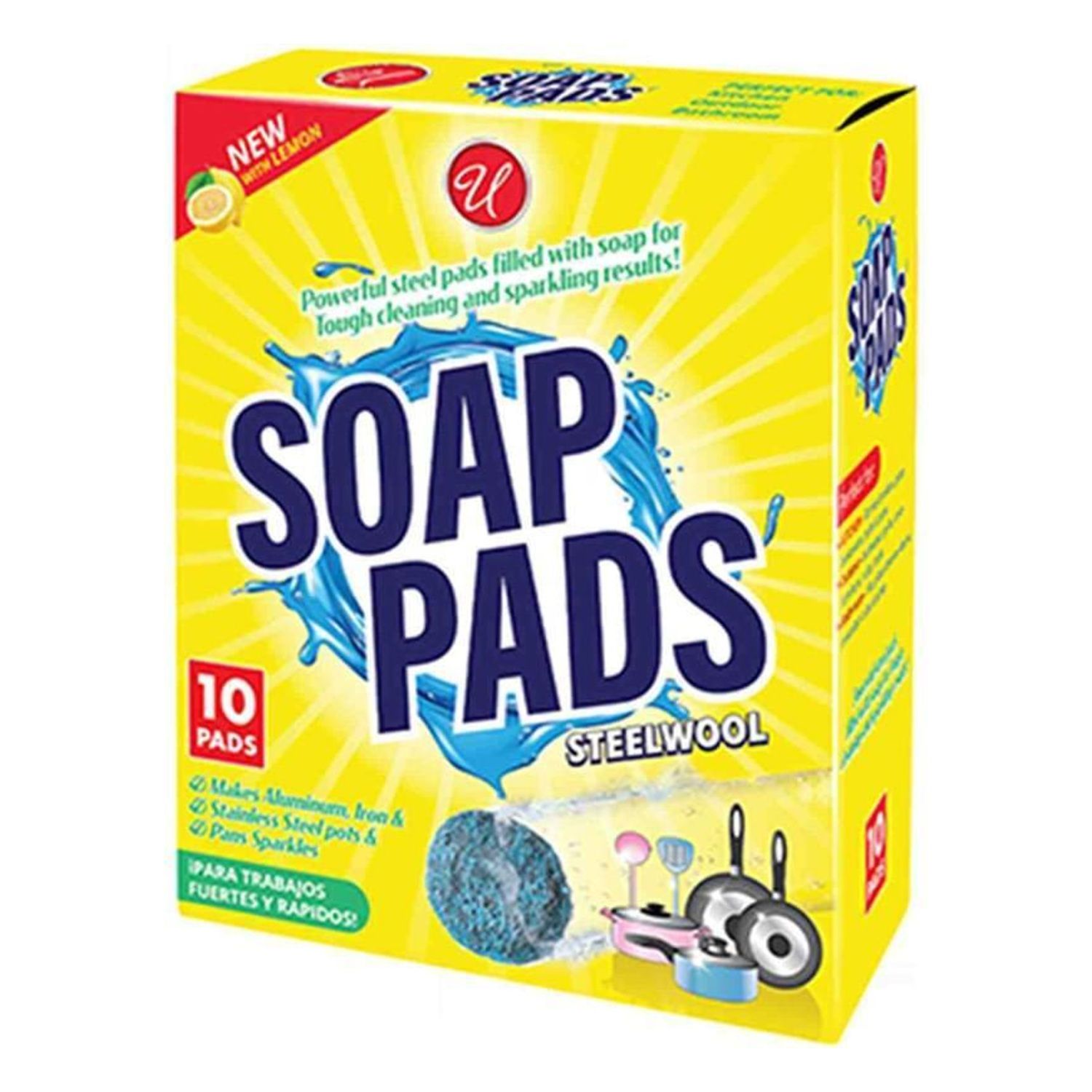 10Ct Steelwool Soap Pad With Lemon {82614} (24/cs)