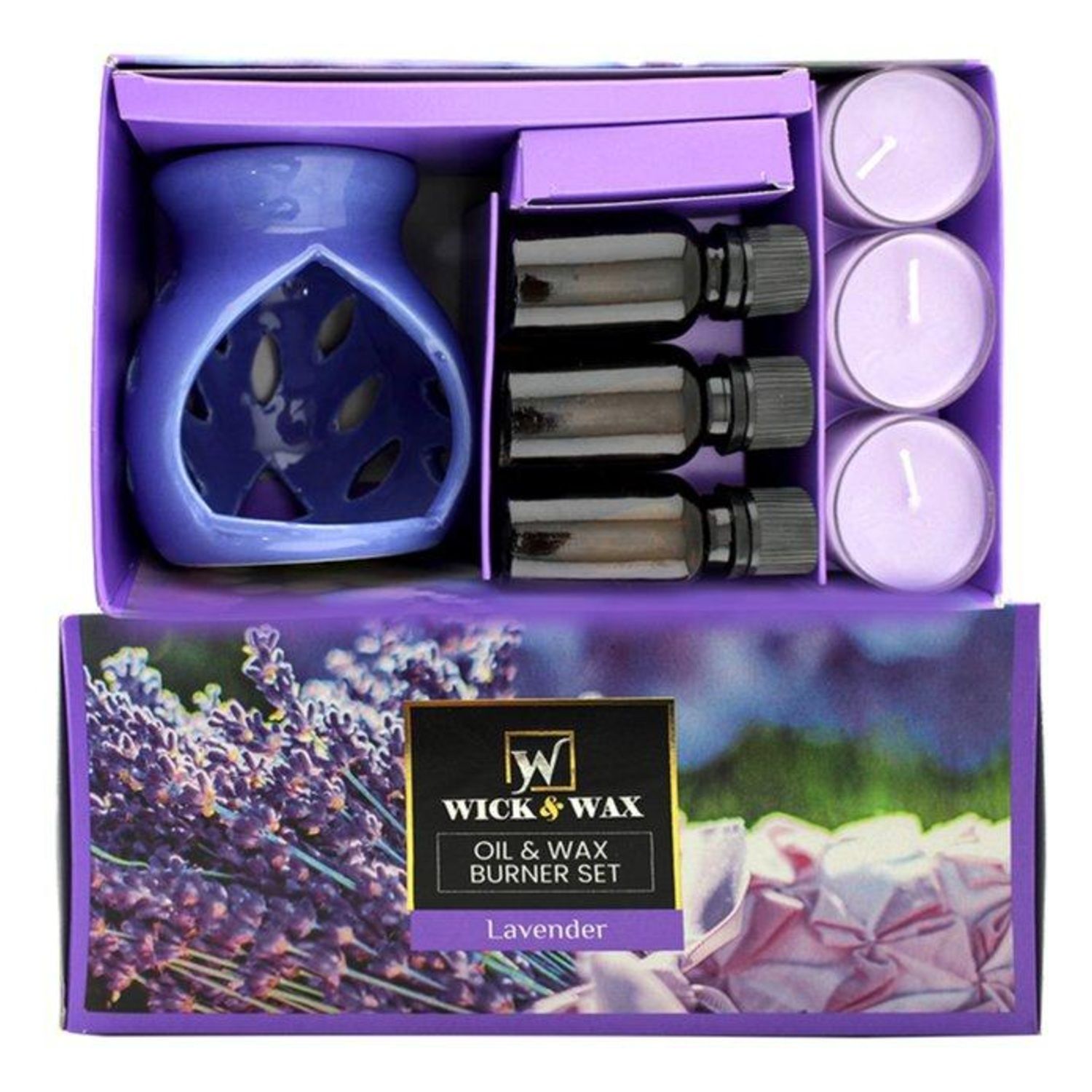 Candle/Oil &amp; Wax Burner Set Lavander {82165} (8/cs)