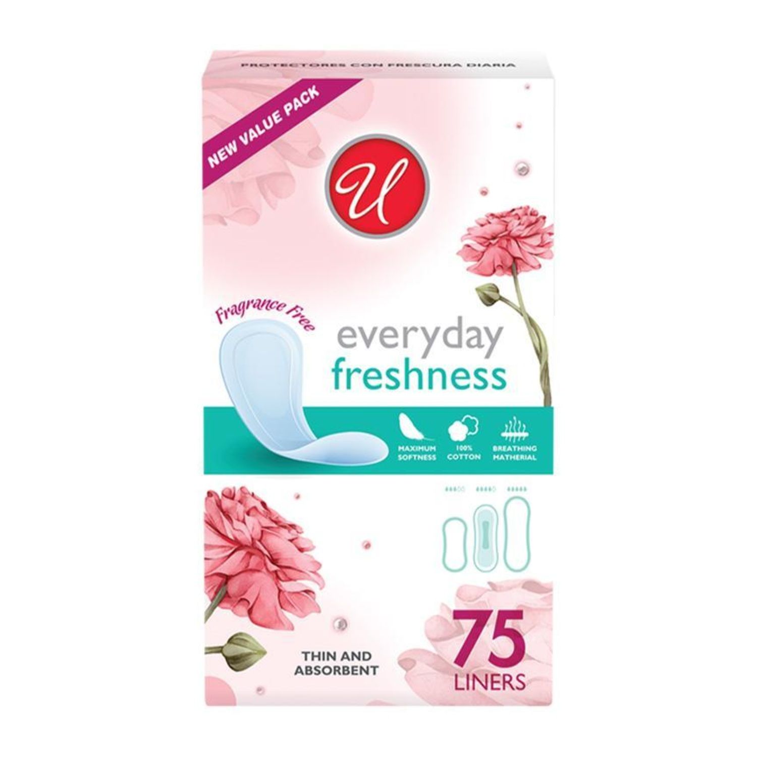 75Ct Regular Unscented Wrapped Pantyliners {85965} (12/cs)
