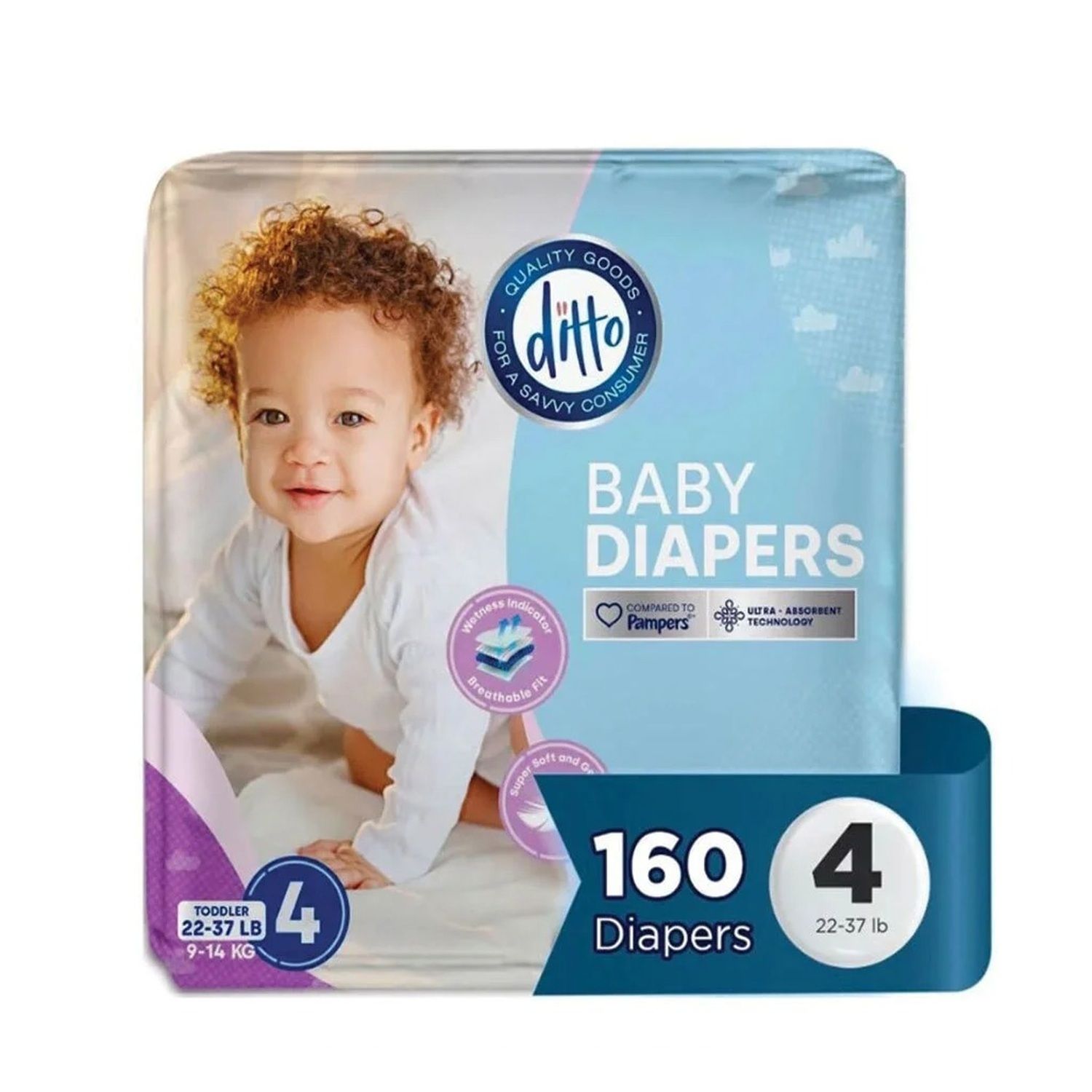 Baby Diapers 16ct Ditto-Size 4 Ultra Absorbent (8/cs)