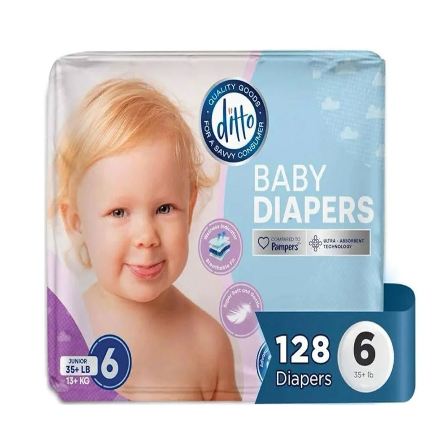 Baby Diapers 16ct Ditto-Size 6 Ultra Absorbent (8/cs)