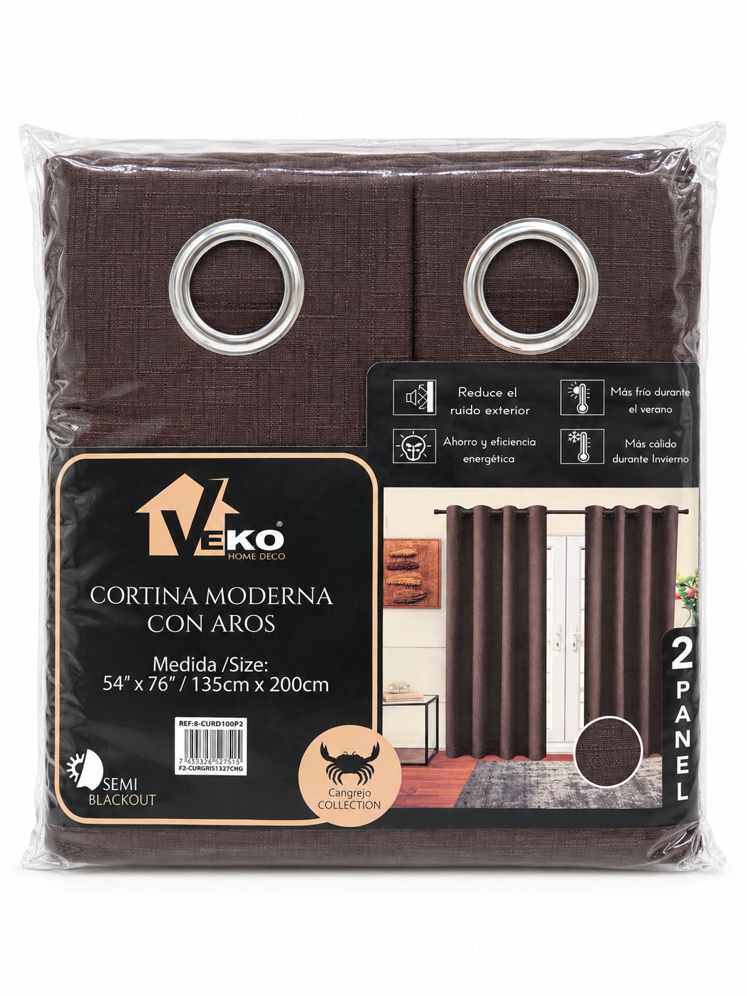Chocolate 2-Piece Living Room Curtain Set 54" x 76" {F2CURGREJ127CHO}