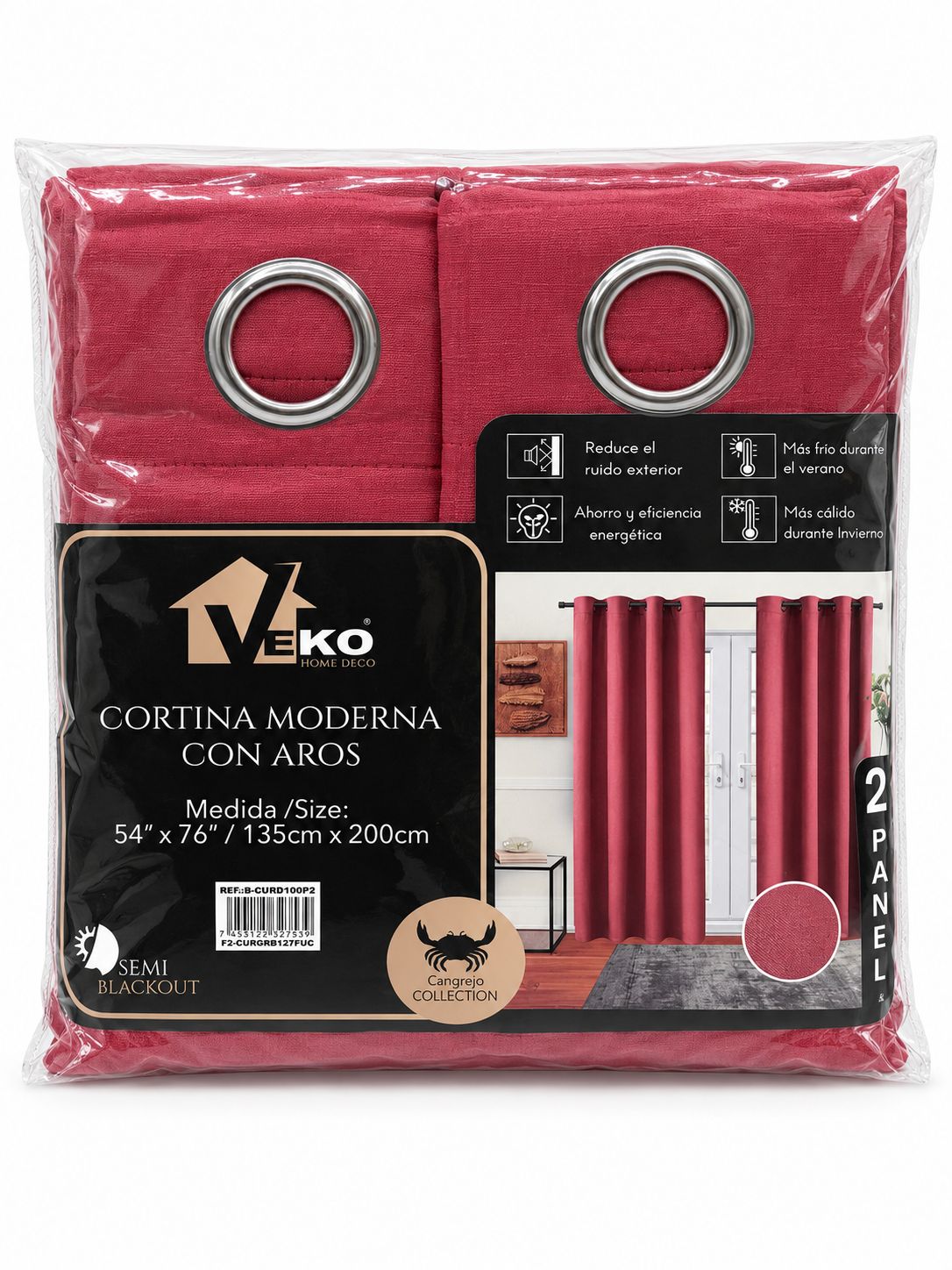 Fuchsia 2-Piece Living Room Curtain Set {F2CURGREJ127FUC}